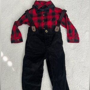Carters 12 months buffalo plaid outfit set